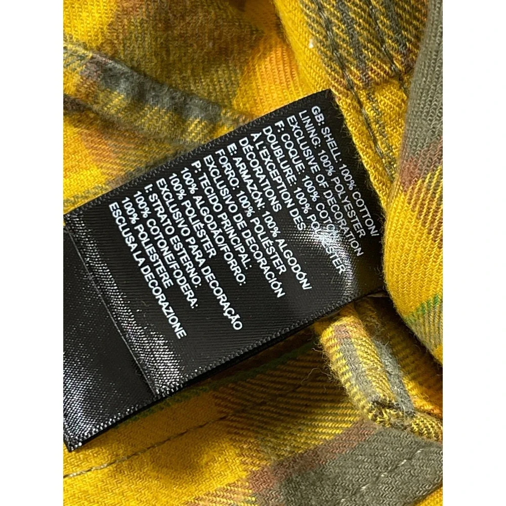 The North Face Plaid Flannel Shirt Men Small Yellow‎ Olive Gorpcore Hiking NWT